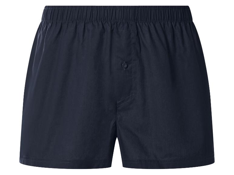 Donkerblauwe herenboxershort met elastische tailleband en knoop