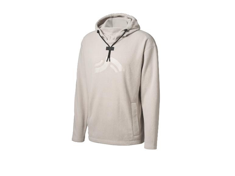 Lichtgrijze fleece hoodie met zwart trekkoord en subtiel logo