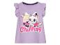 Lila T-shirt met korte mouwen, schattig kattenprint, kinder stijl.