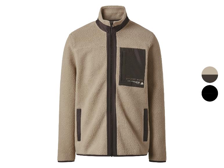 Beige fleecejack voor heren met donkere accenten.