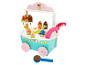 Houten ijscokar voor kinderen met diverse desserts en accessoires.