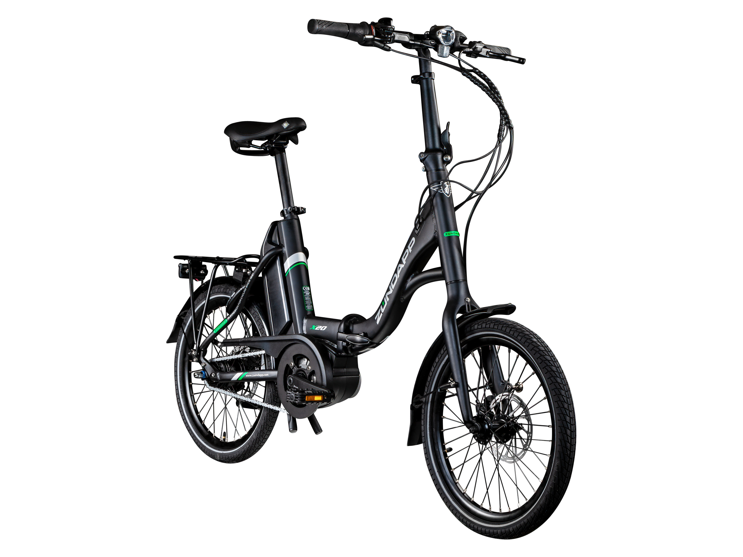 ZÜNDAPP E-Bike Vouwfiets X20, 20 inch (Zwart/groen)