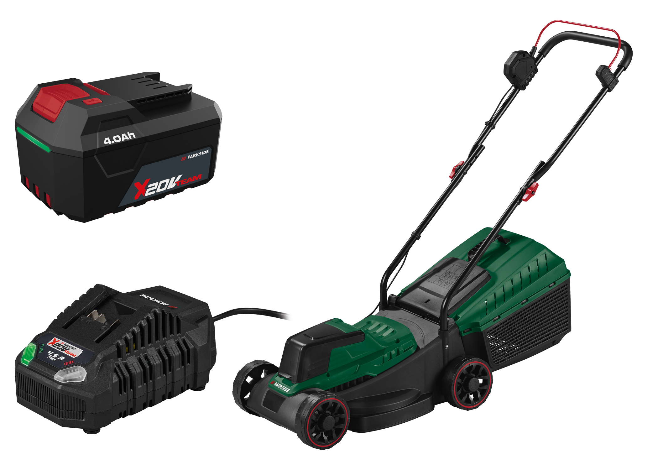 PARKSIDE Accu-grasmaaier 20 V, met accu 4 Ah en snellader 4,5 A, 200 m²