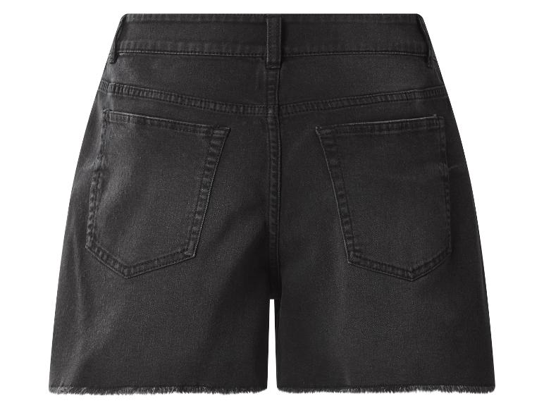 Zwarte denim shorts met gerafelde zoom, achteraanzicht