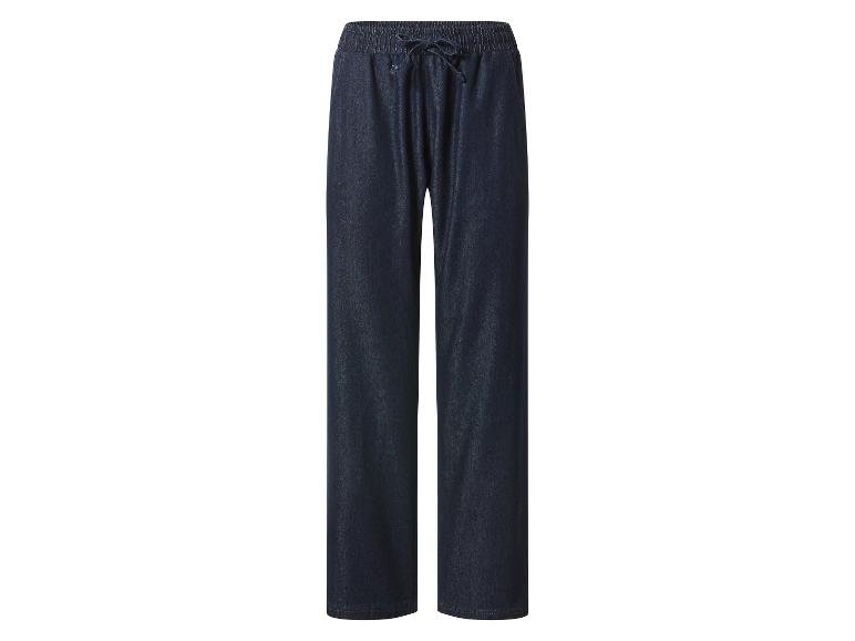 Donkerblauwe denim broek met elastische tailleband en trekkoord