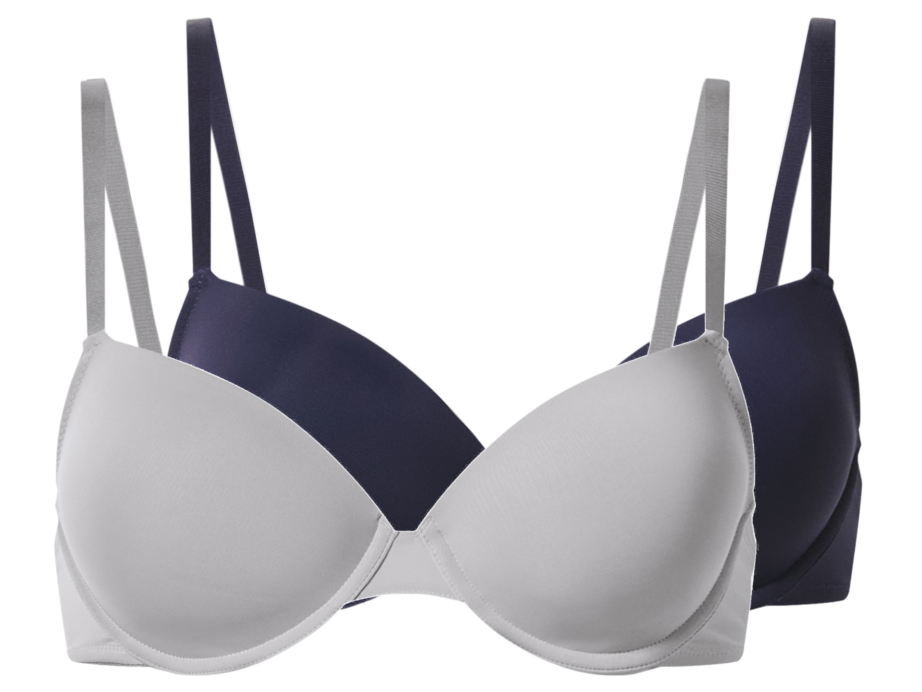 esmara Set van 2 dames T-shirt-BH's (Donkerblauw/lichtgrijs, 75B)