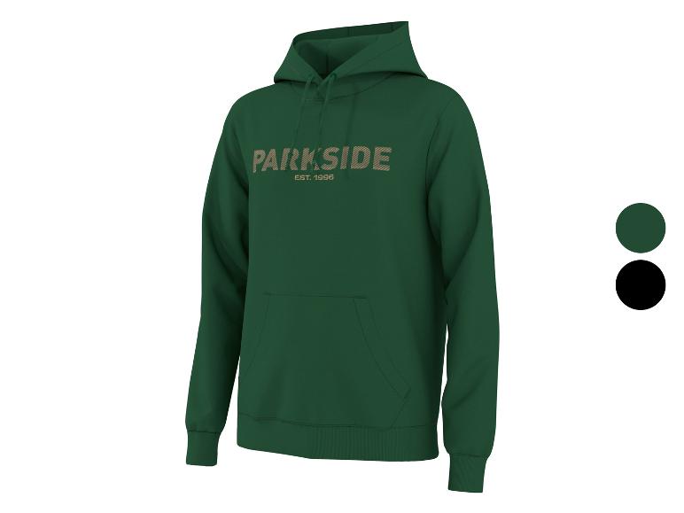 Groene hoodie met de tekst „PARKSIDE EST. 1996” en twee kleurstaaltjes.