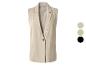 Mouwloze beige blazer met enkele knoopsluiting, verkrijgbaar in drie kleuren.