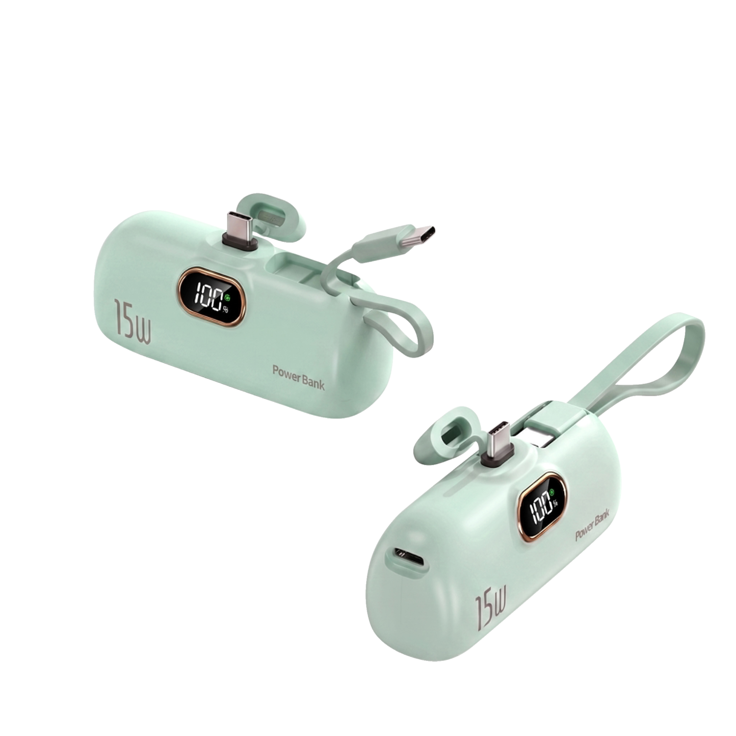 VALE Mini-powerbank, 5000 mAh, USB-C (Mint)