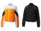 Twee Crivit sportjacks: oranje-wit en zwart met witte details.