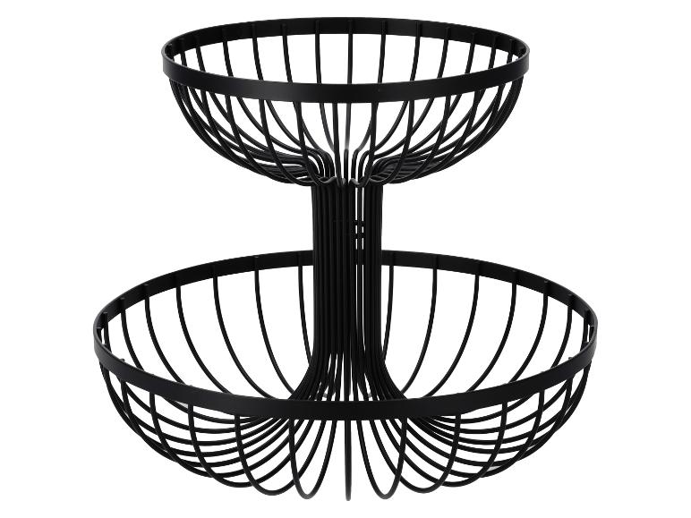 Twee-laags zwarte metalen fruitmand