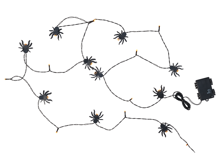 Spinnen Halloween lichtsnoer met batterijdoos.