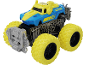 Blauw-gele speelgoed-monstertruck met grote wielen