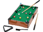 Mini-biljarttafel met keuen, ballen, triangel en borstel