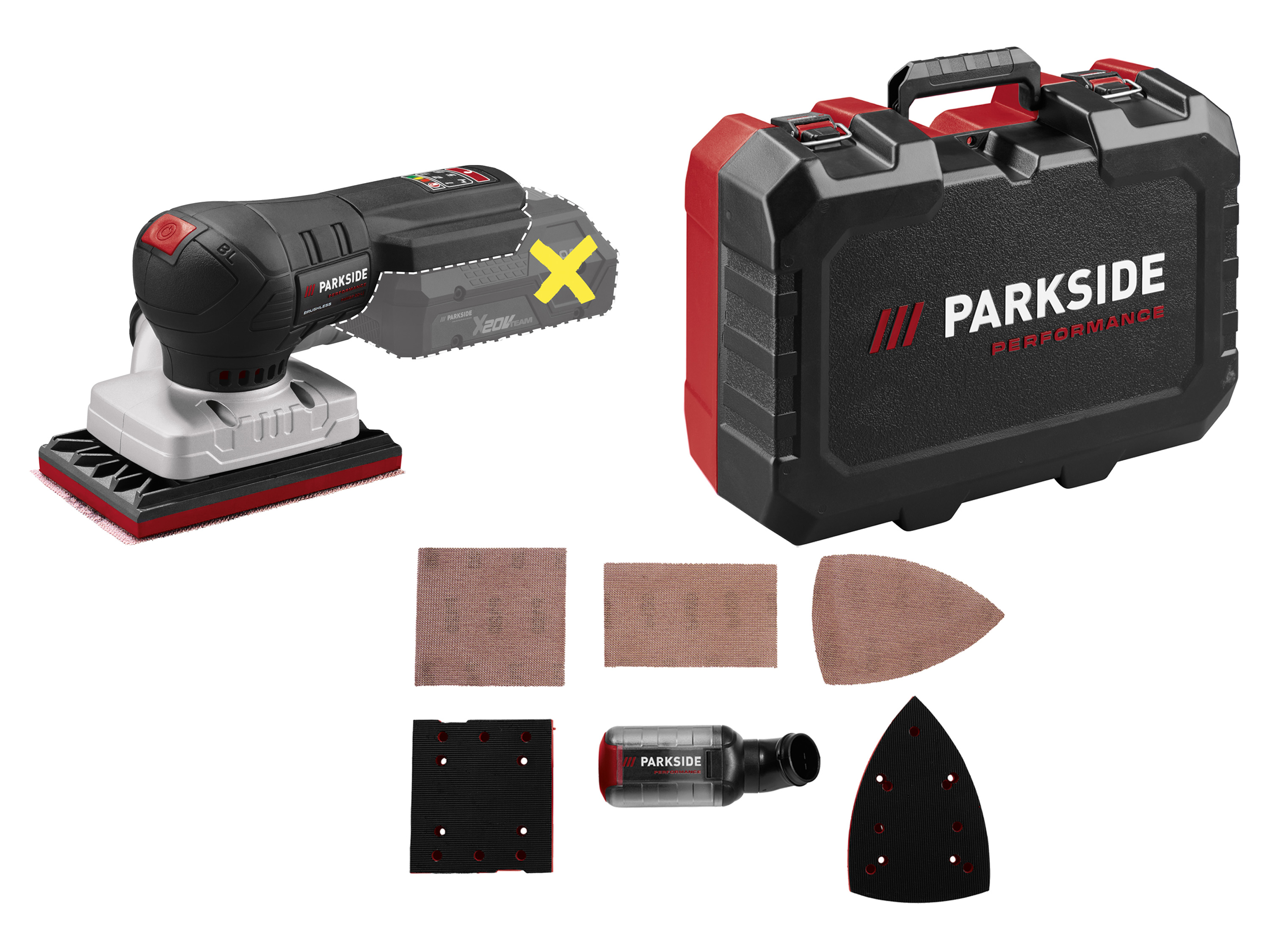 PARKSIDE PERFORMANCE Accu-vlakschuurmachine of excentrische accu-schuurmachine 20 V, zonder accu en lader