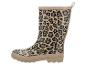 Beige regenlaarzen met luipaardprint en voering van imitatiebont.