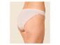 Beige damesonderbroek met geribbelde afwerking, zijaanzicht.