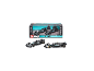 Set van twee zwarte F1-raceautomodellen op schaal 1:43, met doos.