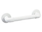 Witte badkamerbeugel met gegroefde handgreep.