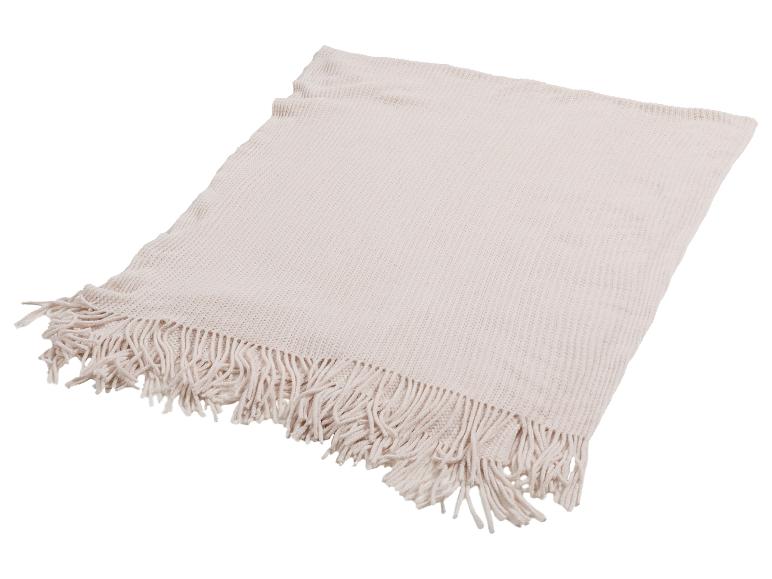 Lichtgekleurde gebreide plaid met franjes