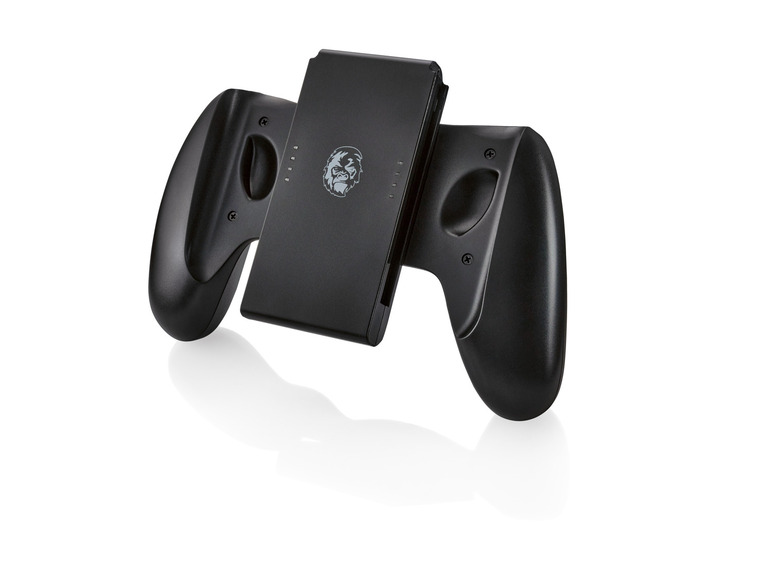 Zwarte Nintendo Switch-controller met Gorilla Grip-logo.