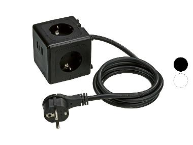 TRONIC® Kubus-stekkerdoos met USB-aansluitingen
