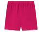 Roze shorts met pomponrand.