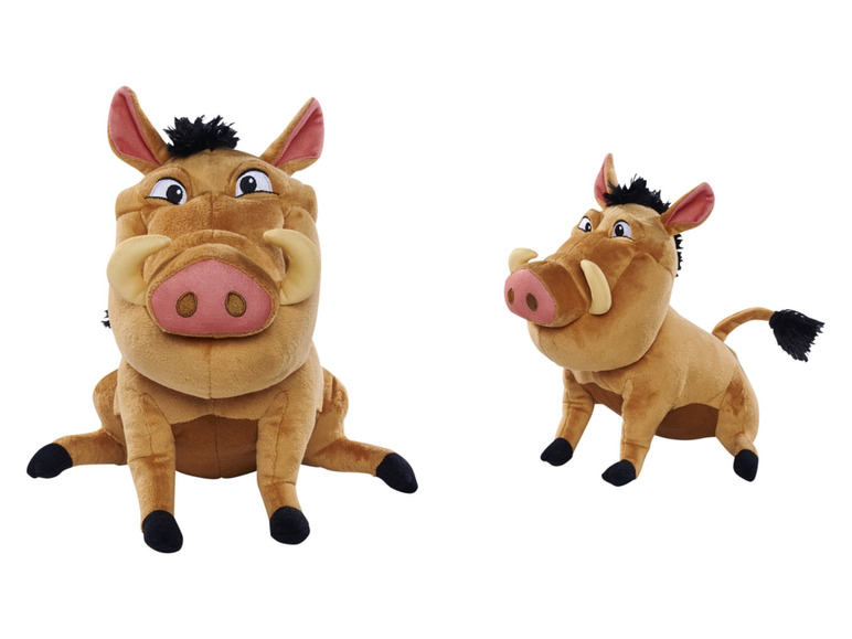 Twee pluche Pumbaa knuffels uit De Leeuwenkoning.