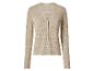 Beige gebreid damesvest met knopen en V-hals