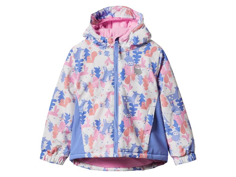 Kinderjas met bosdierenprint in roze, blauw en wit