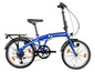 Een blauwe Zundapp Cityfolder vouwfiets.