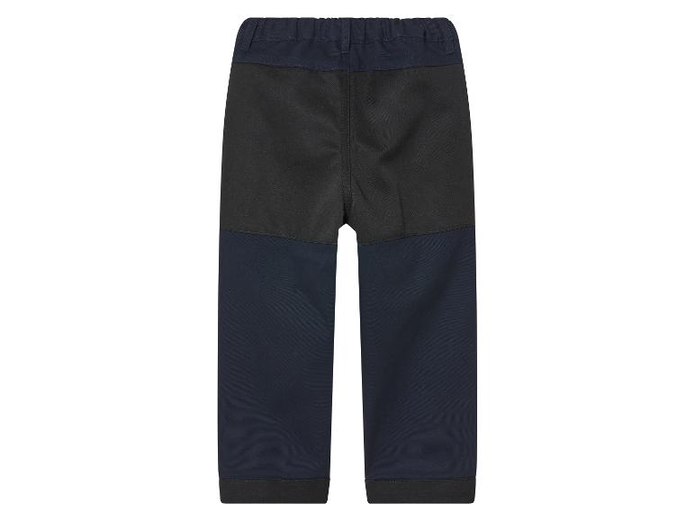 Kinderbroek, tweekleurig, donkerblauw en zwart.