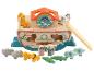 Houten Noach's Ark speelgoed met dieren en figuren.