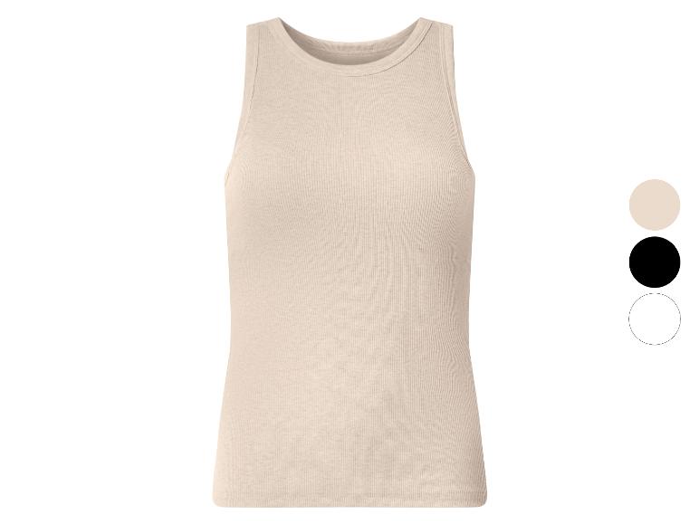 Beige geribbelde tanktop met zwarte en witte kleuropties.