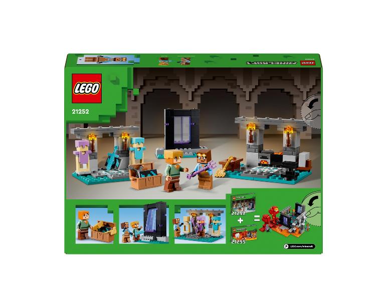 LEGO Minecraft set met Nether-portaal en figuren.