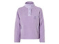 Lila fleece trui met knopen en rits.