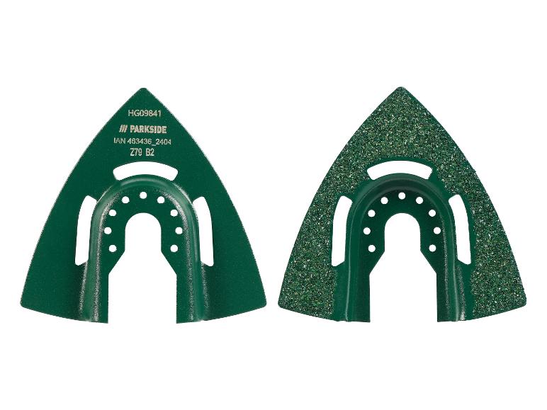 Twee Parkside schuurbladen met een korrelig oppervlak.