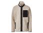 Beige fleecejack met zwarte rits en zakken