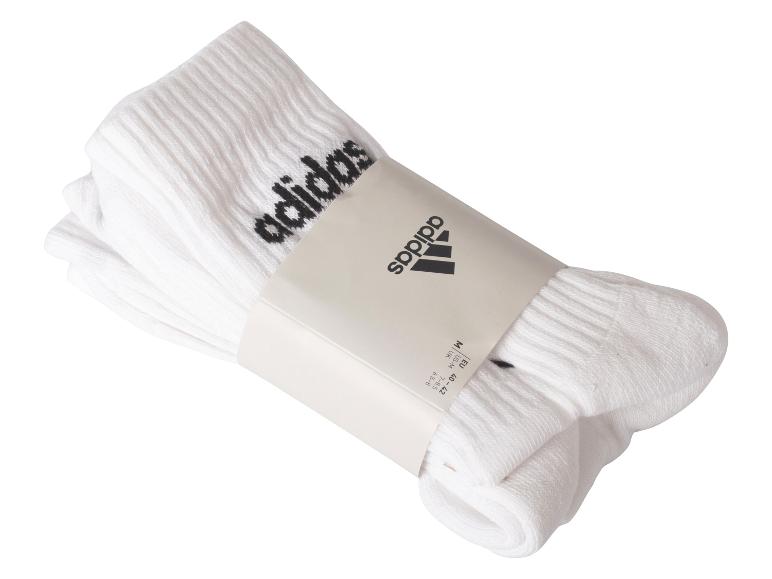 Witte Adidas sokken met logo en maatinformatie
