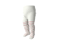 Crèmekleurige babypanty met roze strepen.