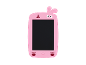 Roze tekentablet voor kinderen met konijnenoren en pootafdrukken.