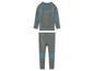 Een grijs sportpak met blauwe details.