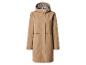 Beige damesregenjas met capuchon en pied-de-poule voering.