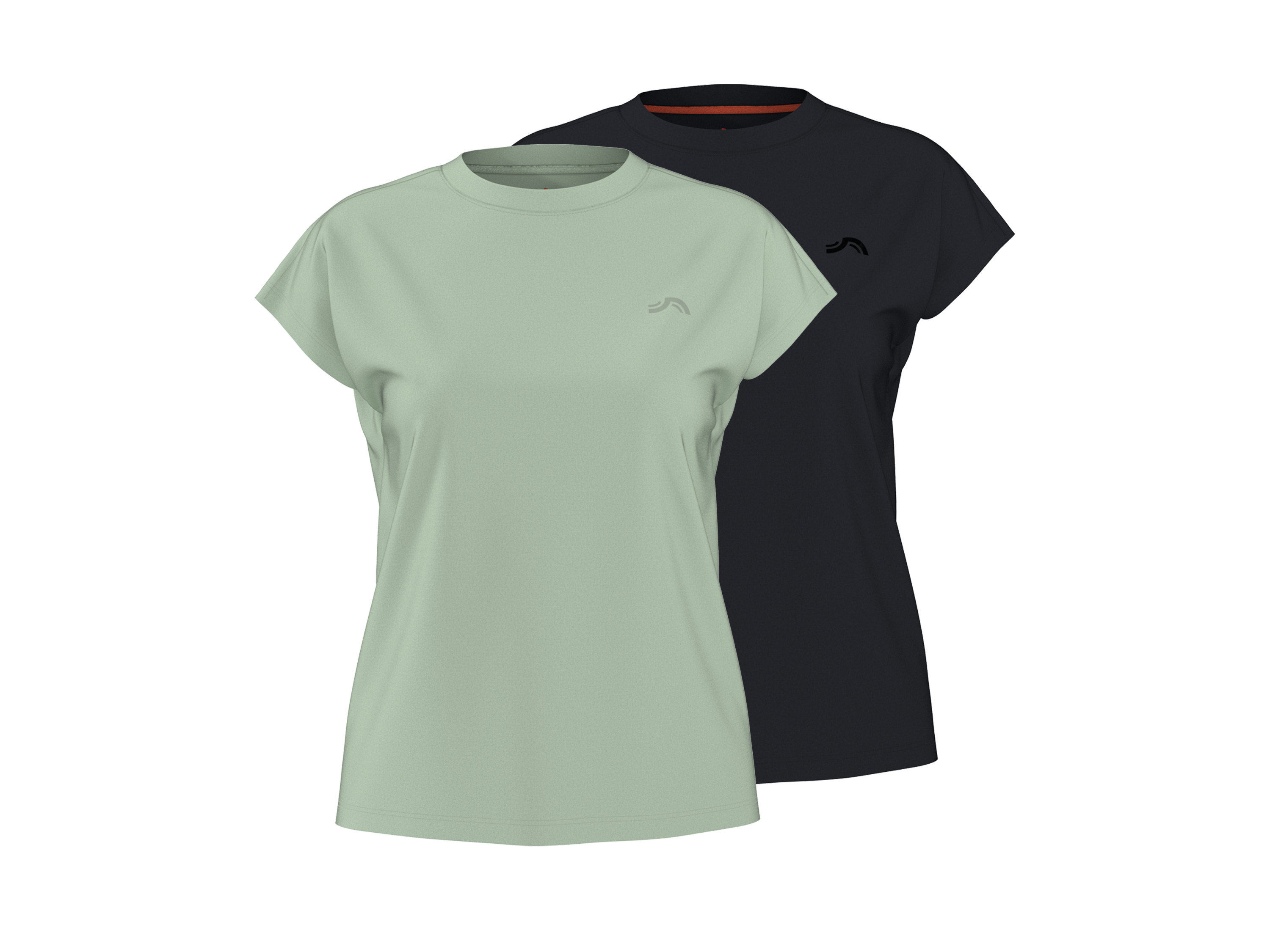 CRIVIT Set van 2 dames sportshirts met UV-bescherming 50+ (Zwart/groen, L (44/46))