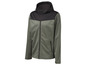 Een groene softshell jas met capuchon.