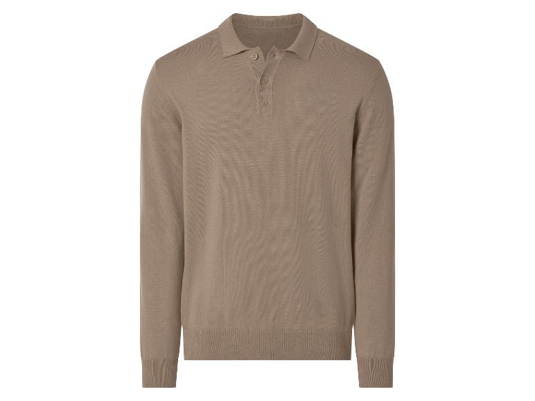 Bruin gebreid poloshirt met lange mouwen