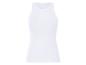 Een wit, geribbeld tanktop.