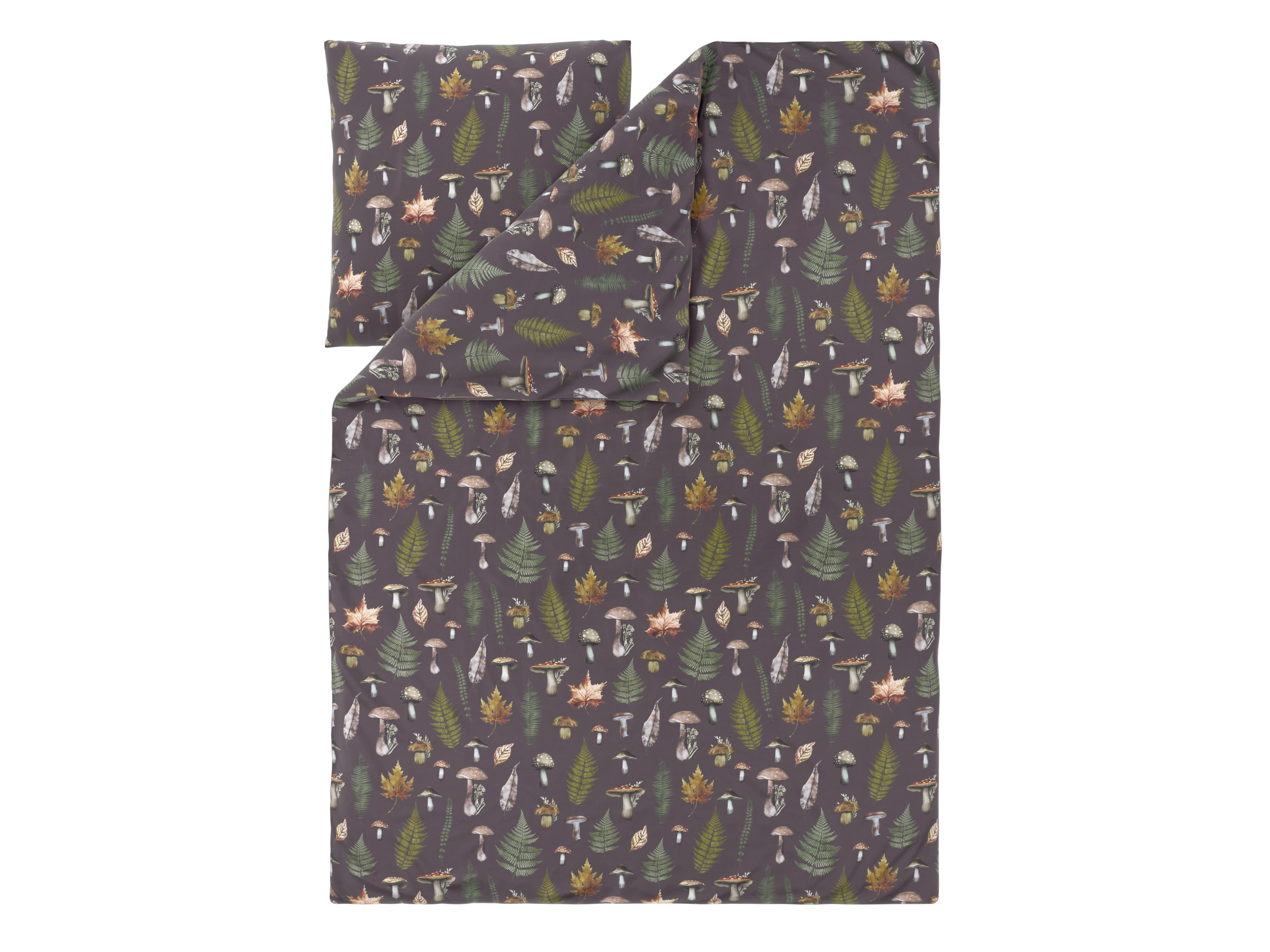 LIVARNO Polyester satijn dekbedovertrek 140 x 200 cm, 1-persoons (Paddestoelen)