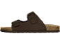 Bruine sandalen met twee gespen en kurkzool.