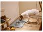Hond eet uit een MAX & MILA'S WORLD voerbak op een voermat.